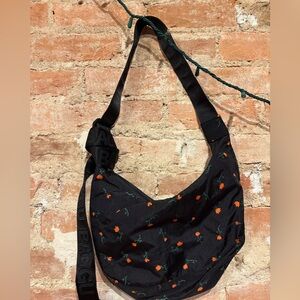 Baggu Black with Orange Floral Shoulder Bag